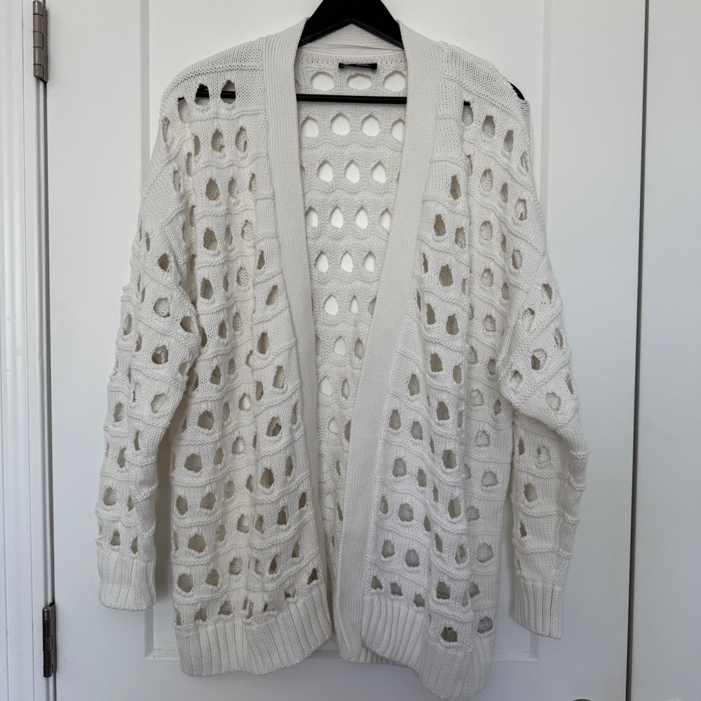 GAP Open Knit Cream Cardigan Sweater